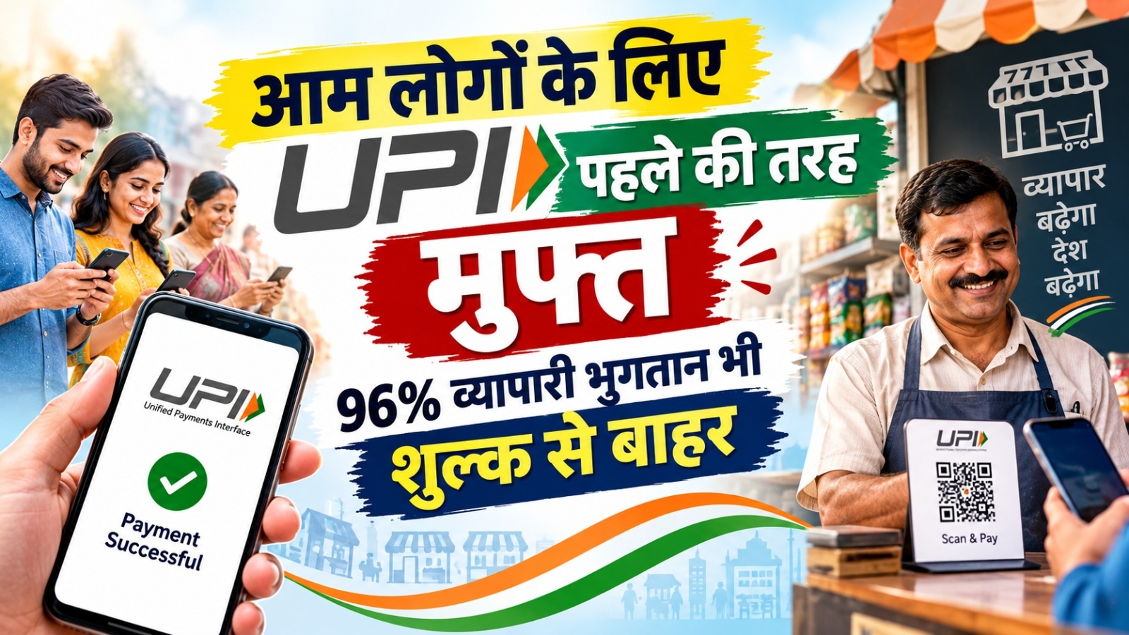 आम लोगों के लिए यूपीआई पहले की तरह मुफ्त, 96% व्यापारी भुगतान भी शुल्क से बाहर